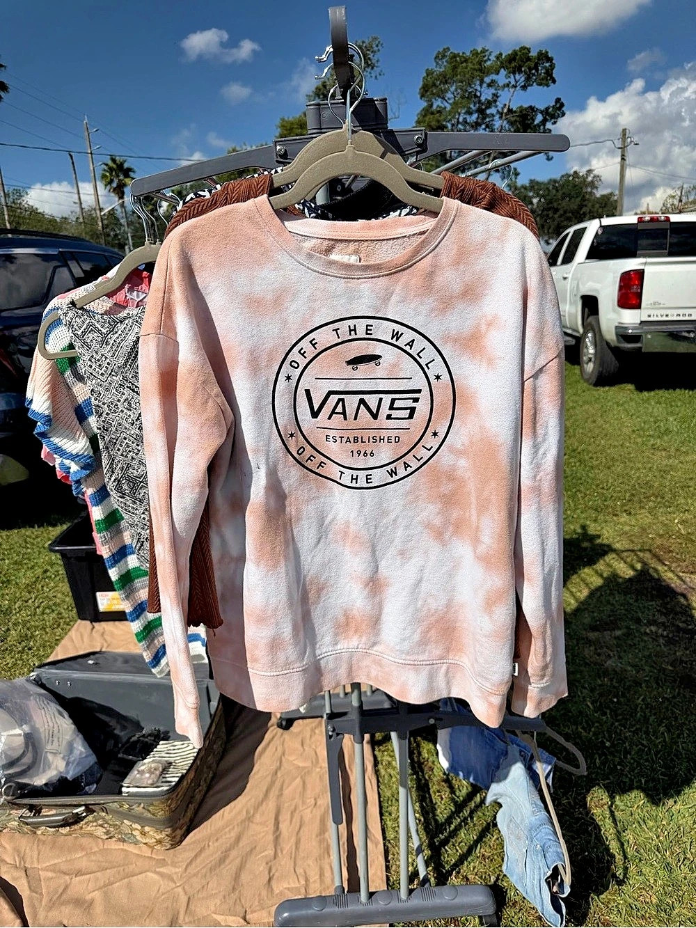 Vans Tie-Dye Logo Sweatshirt in Pink & White Like New